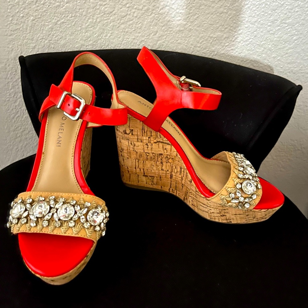 Size 5.5 Antonia Melanie Orange platform sandals
